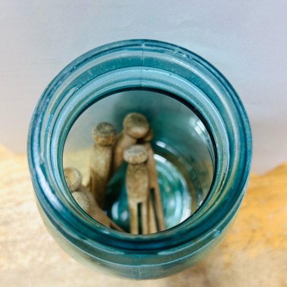 Antique Ball perfect Mason blue jar, #9 with glass lined zinc lid. 1910 -1923. - Picture 5 of 8
